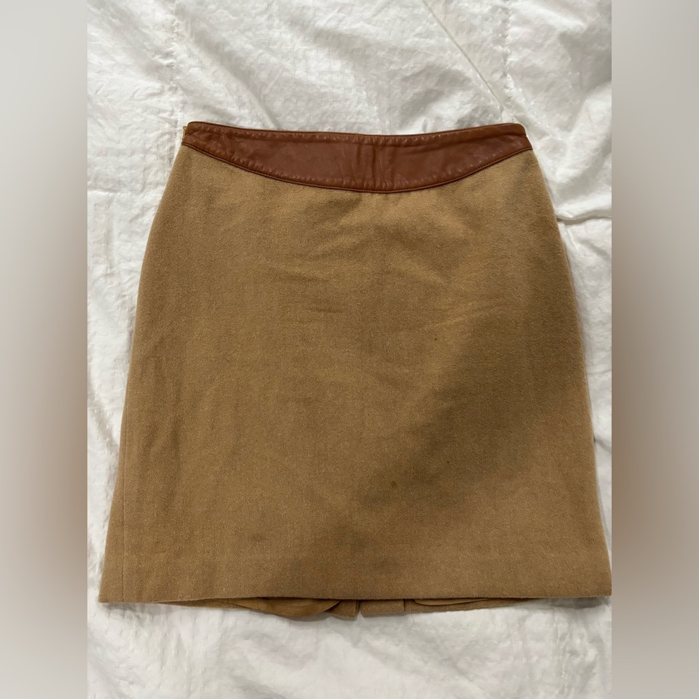 Ralph Lauren Black Label Camel Pencil Wool Cashmere Angora Skirt Size 4